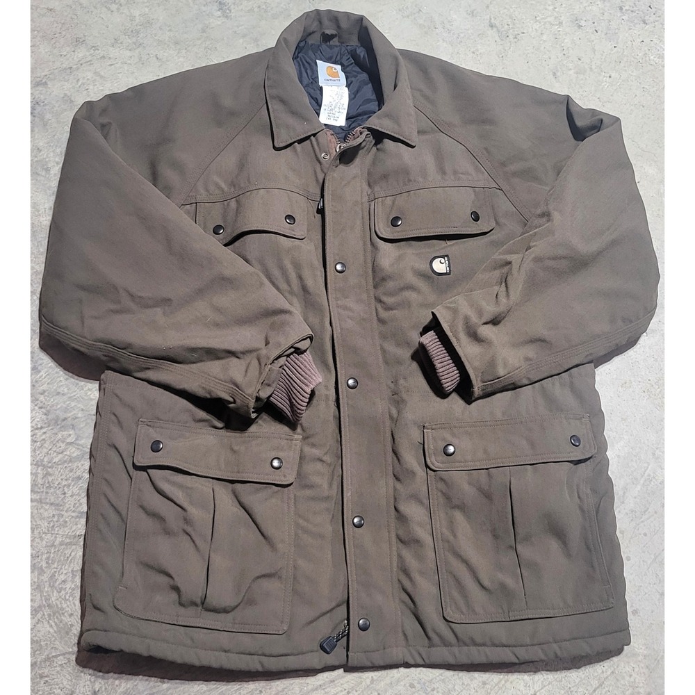 Mens Vintage Carhartt C41 TMB TAC 1000 Field Coat Jacket Large USA Timber Brown